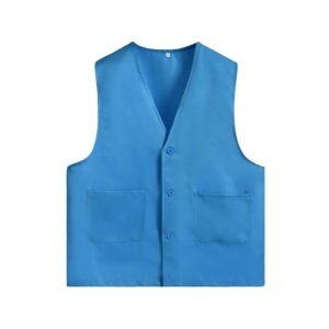 Chaleco Industrial De Gabardina Con Botón y Botón Oculto. 65% Polyester / 35% Polyester