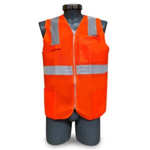 Chaleco de seguridad Alta Visibilidad de polyester reflejante textil Con zipper frontal